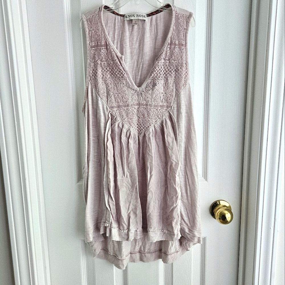 Knox Rose Light Pink Boho Tank Top Small